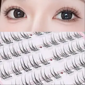 MIXIAOHE 60 Cluster Latex-Free Fluffy False Eyelashes for Beginners, Self-Adhesive C-Curl Natural Look, Length 10mm-13mm, Easy to Use Everyday Lashes, Eyelash Extensions