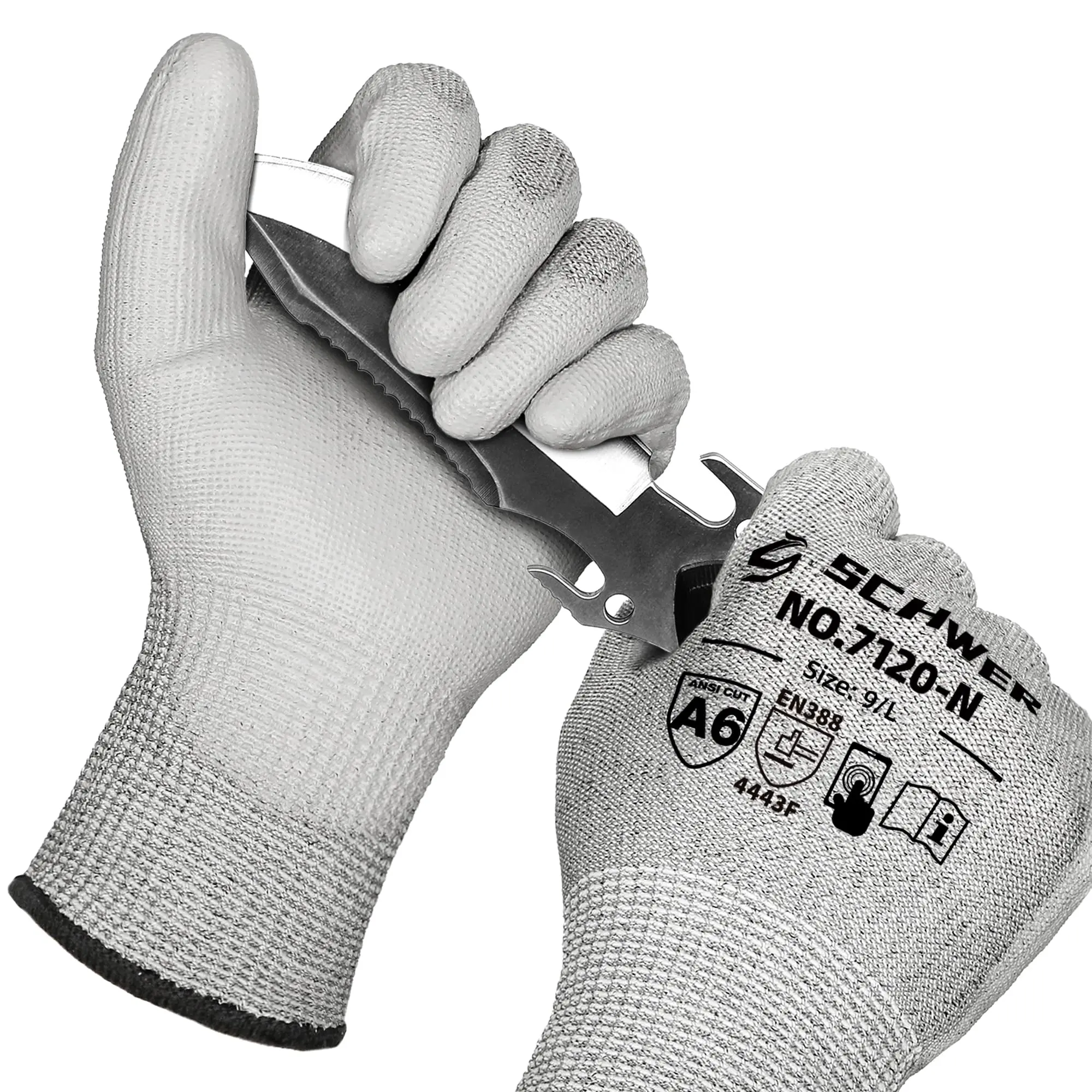 Schwer 3 Pairs ANSI A6 Cut Resistant Gloves CR7120 Cut Proof Work Gloves, Touchscreen, for Men and Women Used for Woodworking, Glass Cutting, Construction, Cargo Handling, Car Repair