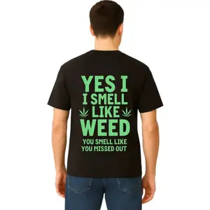 heavy-duty fashion sweatshirt Black Hoodie Yes I Smell Like Weed You Smell Like You Missed Out Marijuana Leaf Print Casual Streetwear for Men and Women