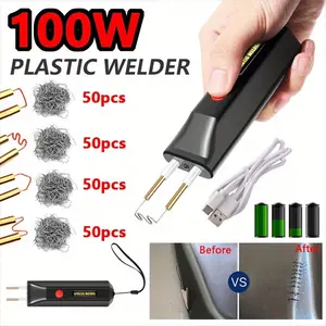 100w Plastic Welding Tool Kit, Plastic Welder, Portable USB Mini Hot Repair Set with 200 Stainless Steel Welding Nails, Car Bumper Door Fix Crack Tool
