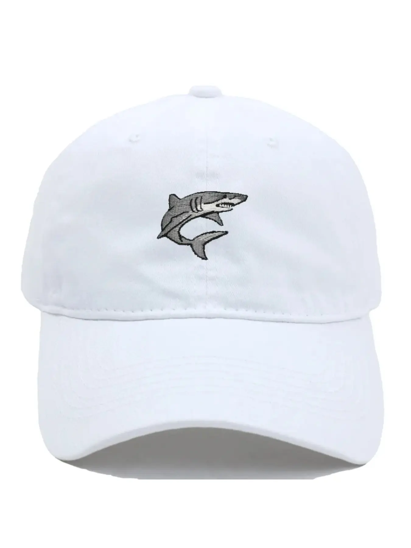 Adjustable Shark Embroidery Design Baseball Cap Soft Cotton Washed Dad Sunbonnet Hat Unisex Outdoor Cap Unisex for Men Women Boys Girls Street Fashion Cap