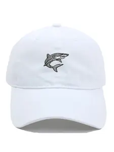 Adjustable Shark Embroidery Design Baseball Cap Soft Cotton Washed Dad Sunbonnet Hat Unisex for Men Women Boys Girls