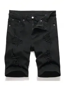 Men's Ripped Loose Denim Shorts, Summer Cool Fashion Slant Pocket Casual Shorts, Comfortable Breathable Daily Wear