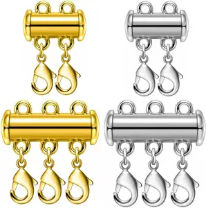 Necklace Layering Clasps Magnetic Slide Lock Clasp Necklace Connector Multi Strands Slide Tube Clasps