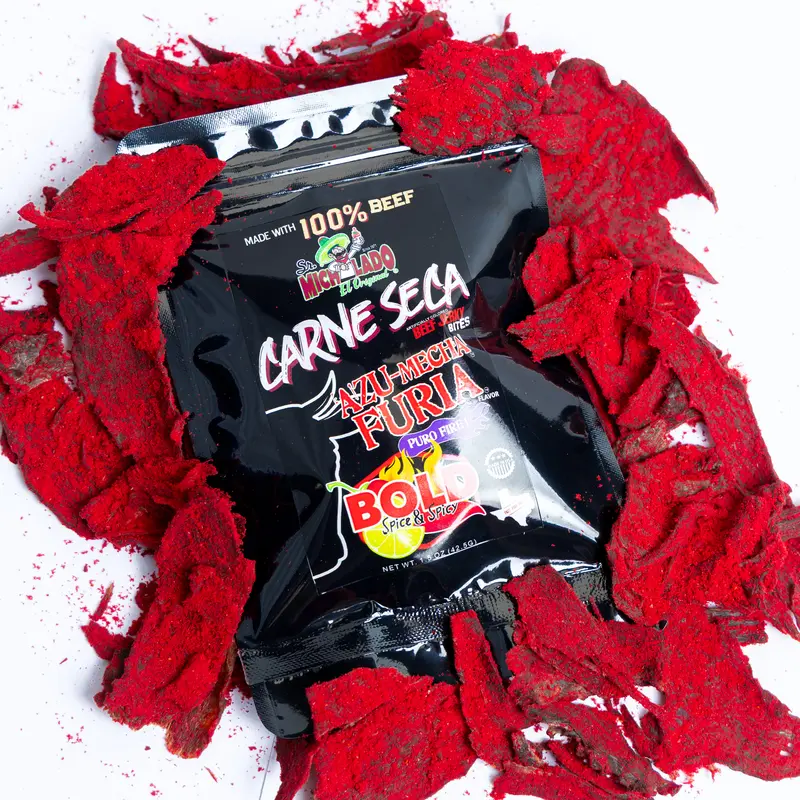 3pk - Carne Seca BITES - Sr. Michelado - Crunchy Beef Jerky - Azu Mecha Furia BOLD 1.5oz - 3pk