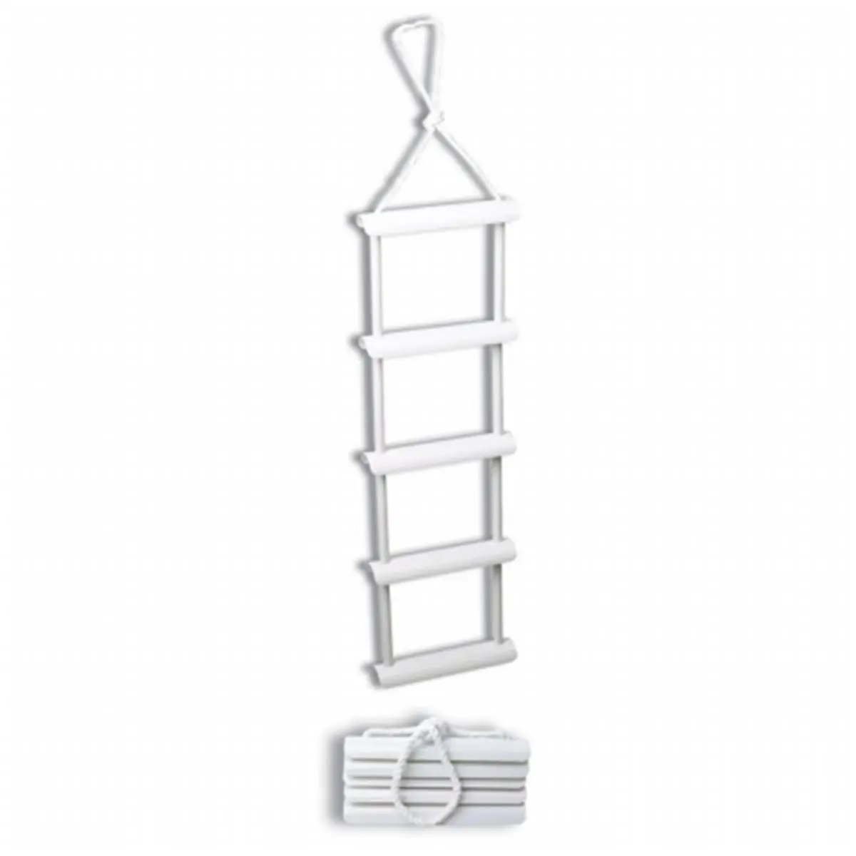 212 MAIN Marine Rope Ladder - 11 in. Hooks, Support Legs, Aluminum Tube, Folds Flat, Outdoor Water Sports Kayaking Accessory