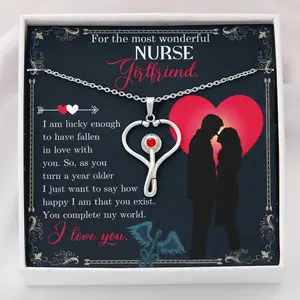 Nurse Girlfriend Birthday Gift - Stethoscope Necklace with Romantic Message Card