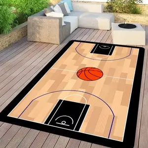Basketball Court Flannel Area Rug - Sports Themed Print Soft Mat for Living Room, Non-Slip Basketball Lover Home Decor#BasketballCourtRug #SportsThemedMat #BasketballLoverDecor #GameRoomCarpet #NonSlipFlannelRug