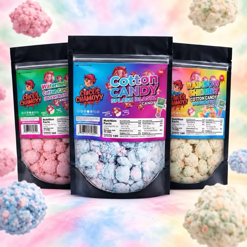 Ultimate 3 Pack Viral Cotton Candy Splash Blastz Gushers + Sherbet Cotton Candy Splash Blastz Gushers + Watermelon Cotton Candy Splash Blastz Gushers 18oz Bundle Of Candy (No Crunchy Pieces & Chamoy Included In Bag)-ChicosChamoyy Sweet Bonbon Snack Fruity
