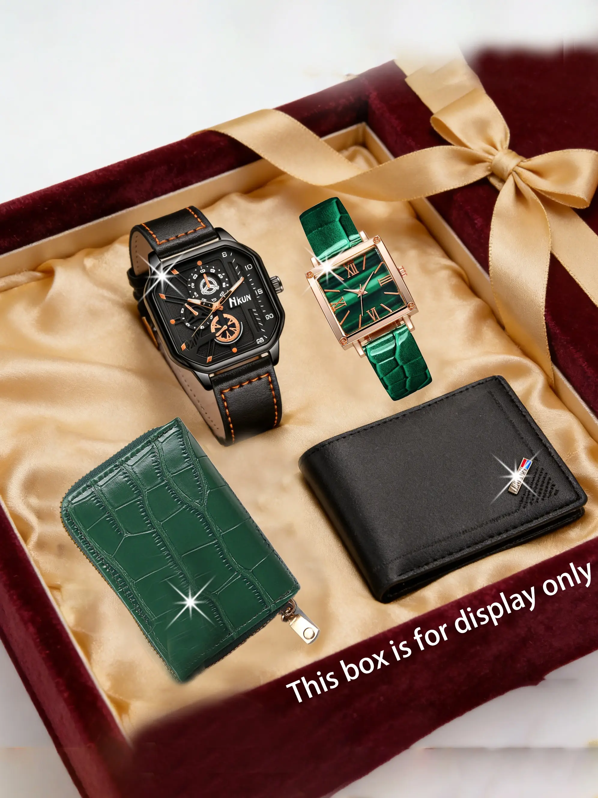 4pcs Fashion Quartz Watch Set, Casual Couple Watches + Stylish Wallet, Perfect Gift for Him, Valentine's Day, Christmas, Thanksgiving