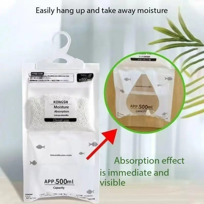 5-Piece Dehumidifier Bag Set, 500ML Moisture Absorber, Anti-Mold, for Closets, Cabinets, Dorm Rooms, Space Saving Solution, Durable Material, Moisture Absorbers for Closet