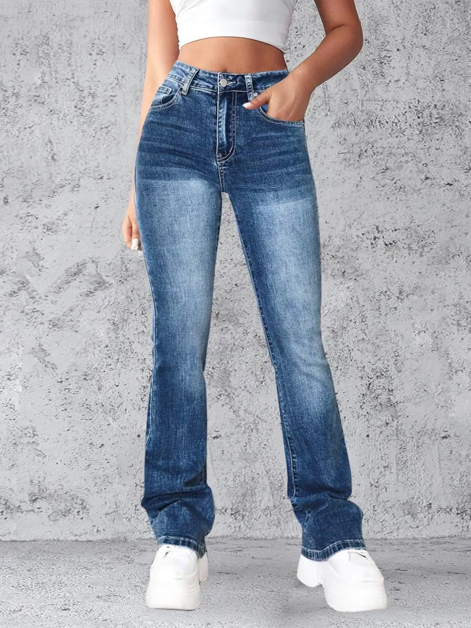 CLEARANCE SALE! High Waist Rhinestone Pocket Flare Jeans, Limited Stock!