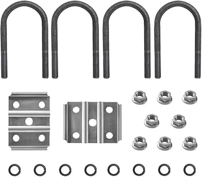 Trailer U Bolt Kit for 3,500 to 7,000 lbs Boat Trailer Axle(2-3/8" Round Axle, 1/2” Diameter, 2" Thread Pitch), 4 Leaf Springs Tandem Suspension Kit Parts, Dexter Type Spindle Accessories.