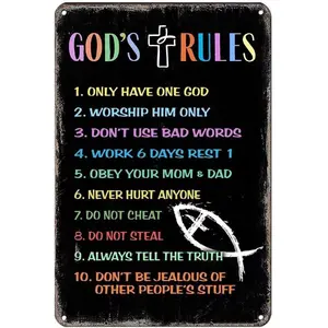 Ten Commandments Wall Decor,Room Decor for Boys,Girls Bedroom,Religious Bible Verse Wall Art,Christian Scripture Home Decoration Sign Decorative Sign