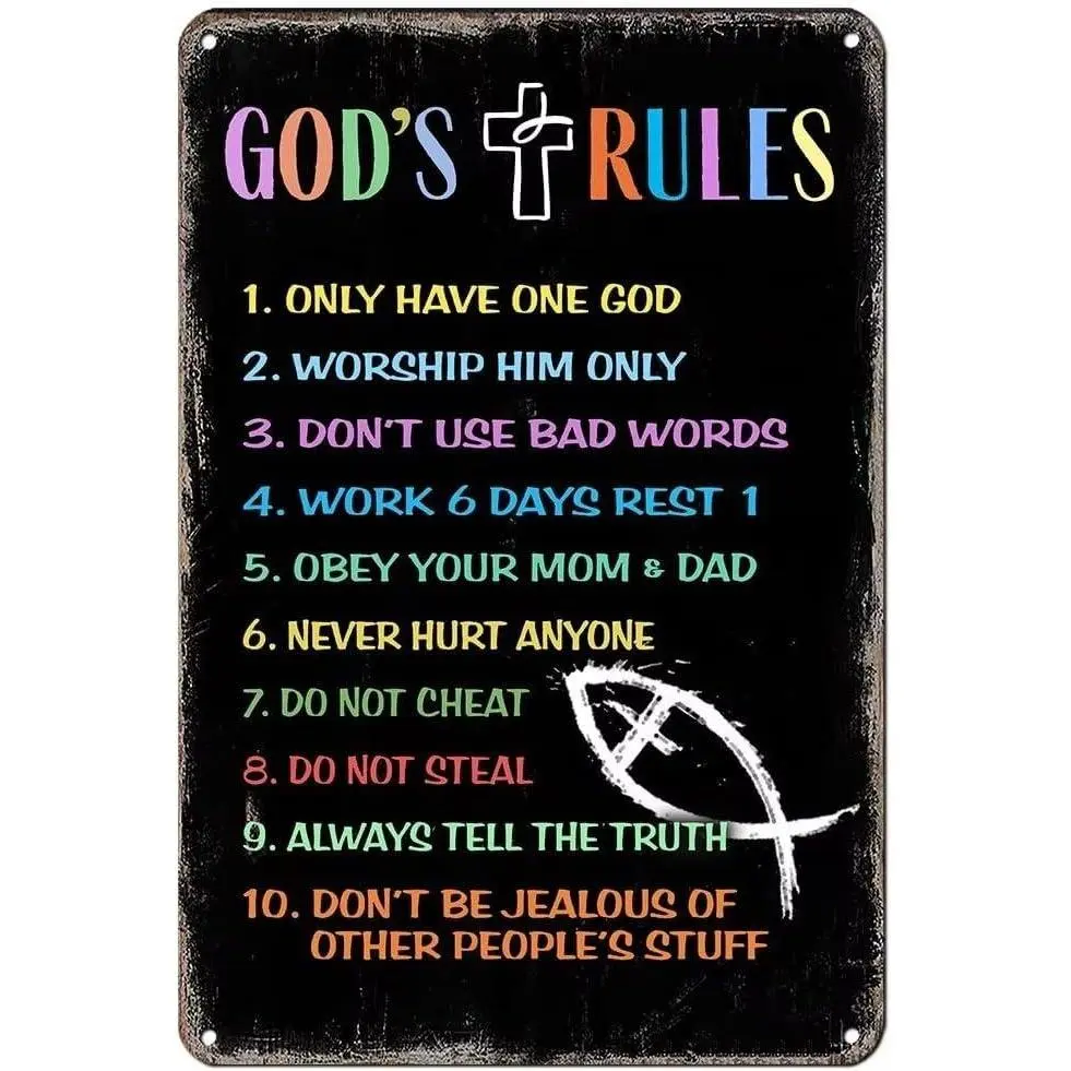 Ten Commandments Wall Decor,Room Decor for Boys,Girls Bedroom,Religious Bible Verse Wall Art,Christian Scripture Home Decoration Sign Decorative Sign