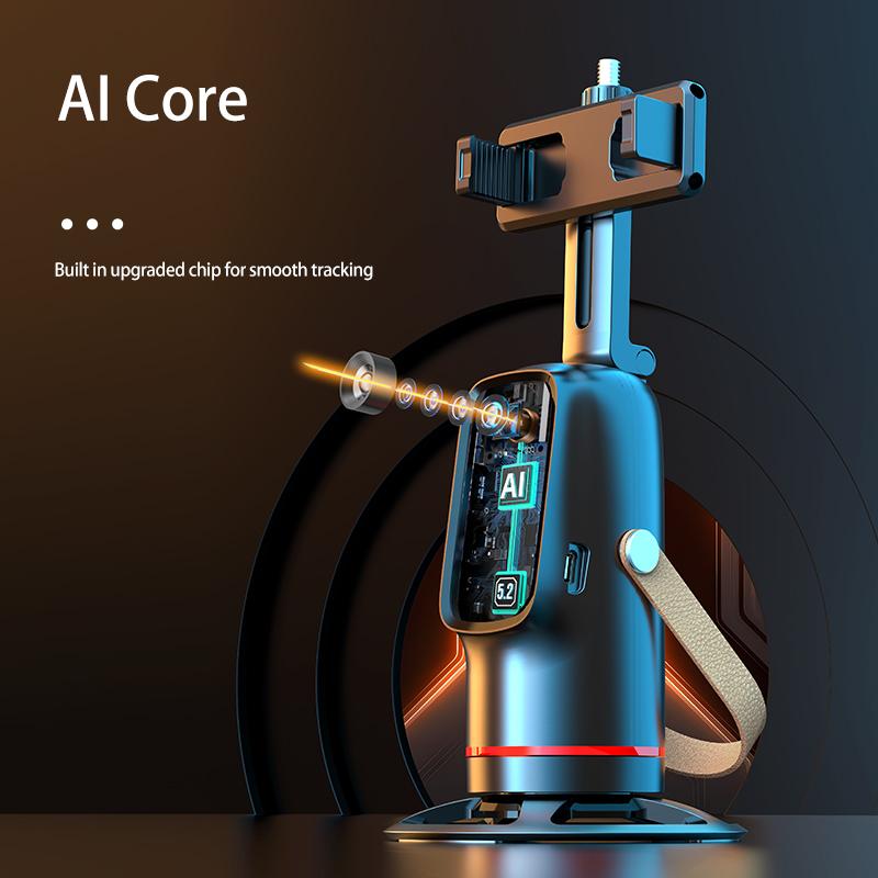 Auto Face Tracking Phone Stand 360° Rotation Smart Camera Holder with Gesture Control – AI Auto Tracking Tripod Stand for Live Streaming, Video Calls, Vlogging & Content Creation