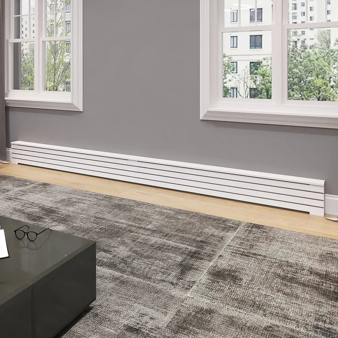 Custom White Baseboard Radiator Cover Cabinet for NYC Spaces