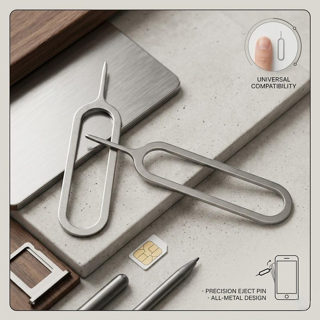 Premium Keychain SIM Card Ejector Tool & Case Holder - Universal Styling Mini Pin Accessory Compatible with iPhone, Samsung, Pixel, & Android Devices.