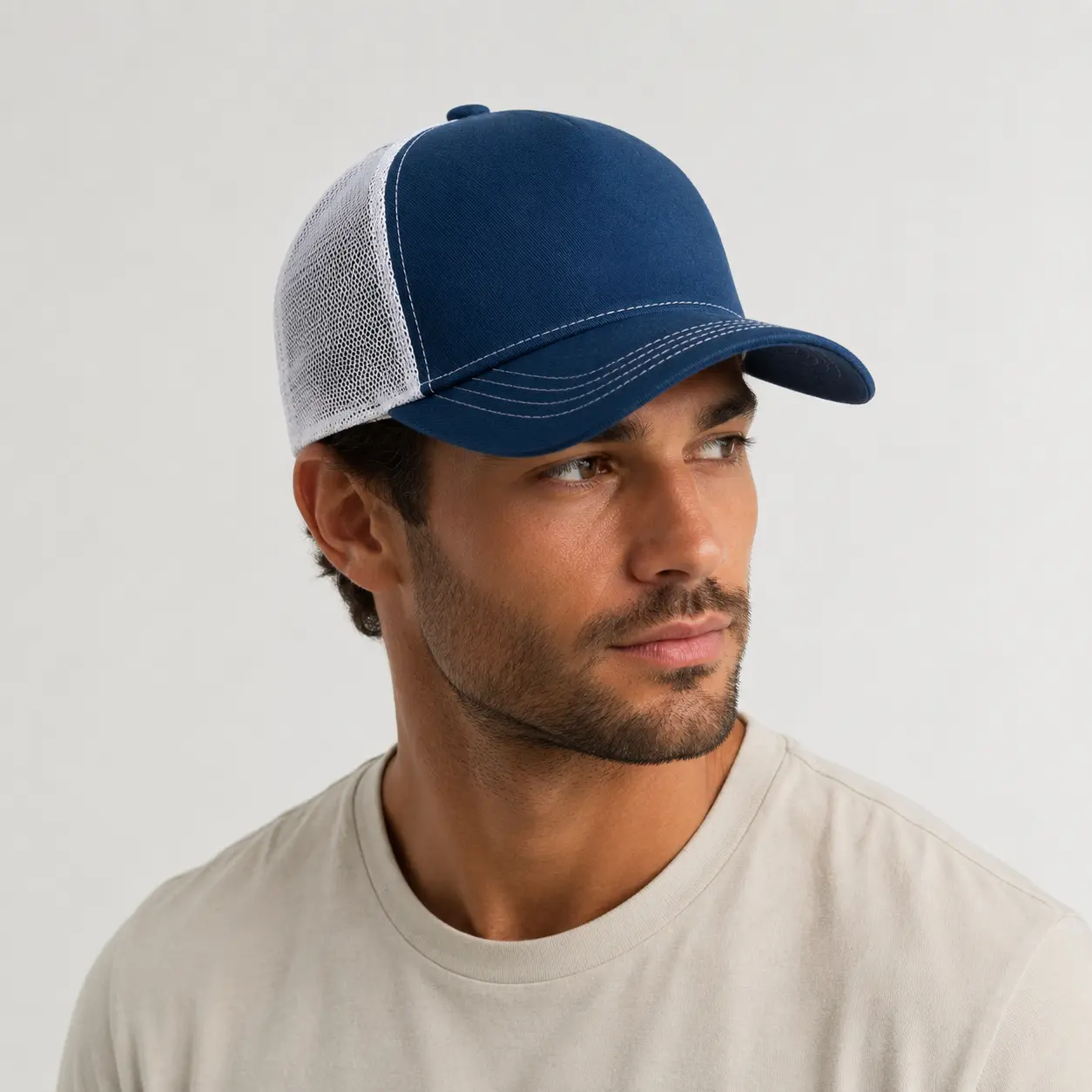 Mens Trucker Hats Mesh Back Baseball Cap, Adjustable Snapback Blank Hat, Breathable Lightweight Summer Outdoor Cap, Casual Streetwear Hat for Men Women