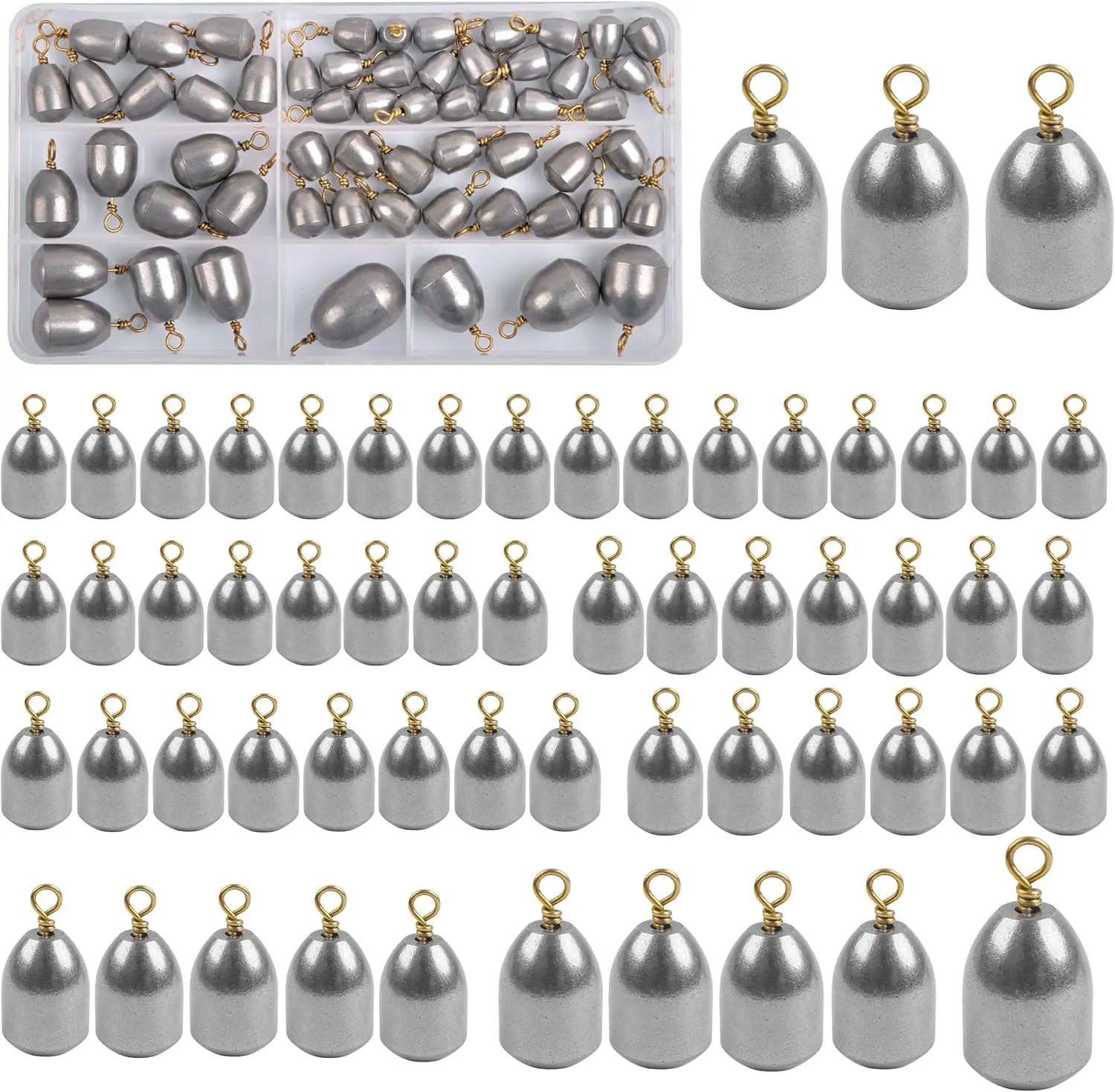 Fishing Weights Sinkers Kit Assorted Bass Casting Weights Iron Fishing Weights Water Drop Bell Sinkers Catfish Weights Sinkers for Saltwater Freshwater Fishing