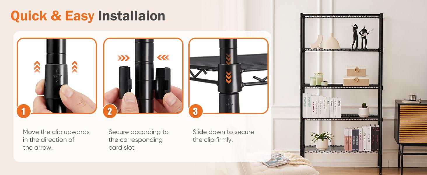 Sweet Furniture S - 3/4/5-Tier Storage Shelving Unit, Adjustable Metal Wire Racks Heavy Duty Standing Shelf Organizer
