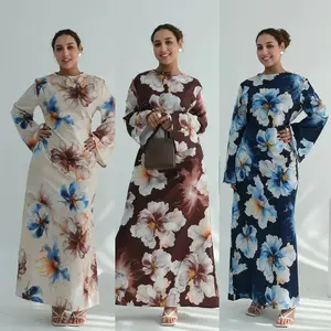 Muslim Dress for Women Flower Print  Party Abaya Dresses Arab Long Robe Morocco Dubai Kaftan Vestidos Jalabiya Ramadan Eid 2026