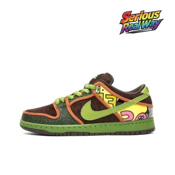 Low Cut Skate Board Sneakers Brown Green Suede Neon Green Laces Graffiti Letter Print Flat Sole Walking Trainers Unisex Y2K Streetwear Campus Daily Retro Bold Color Casual Lifestyle Footwear