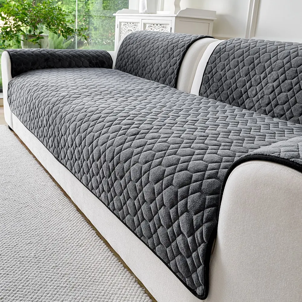 Modern Simple Plush Geometric Washable Sofa Cover, Sofa Slipcover, Sofa Protector Slipcover, Jacquard Couch Covers, Soft Skin-Friendly Jacquard Craft, Anti-Slip Dustproof Pet Friendly, Sofa Furniture Slipcovers