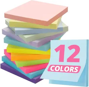 Sticky Notes, 12 Pads, 3x3 inches, Colorful Self-Stick Note Pads, Perfect for Office, Study, and Daily Life Organization - Many-hued