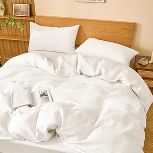 PUREFIBER 100% Natural Linen White Duvet Cover Soft Breathable Bedding for Cozy Nights Modern Style Moisture-Wicking Quick-Drying