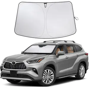 EcoNour Custom Fit Windshield Sunshade for Toyota Highlander 2020-2025 - 240T Silver-Coated Polyester UV & Heat Protection Visor - Foldable & Portable for L LE XLE Limited Platinum Models