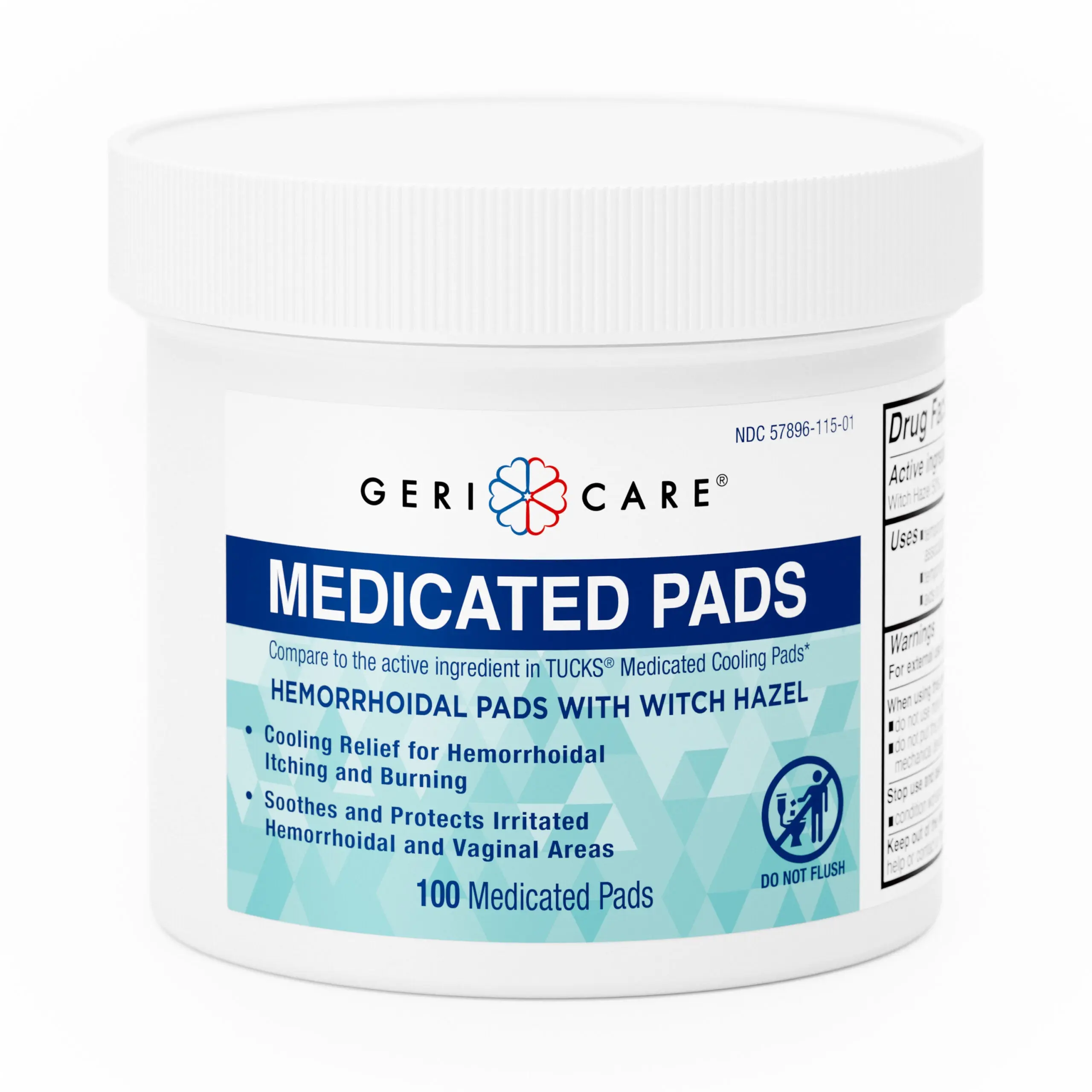 GeriCare Witch Hazel Hygiene Pads 100ct â€” Hemorrhoid Relief, Postpartum & Post-Surgery Care | Compare to Tucks Medicated Pads