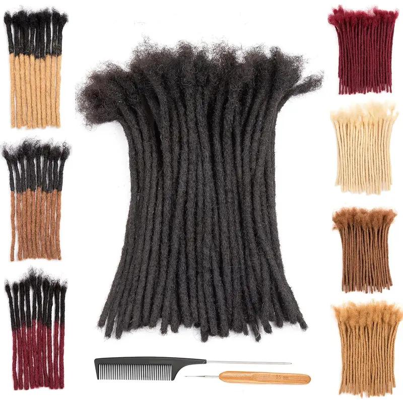 CCLG 0.6cm Width Quick-Install Handmade basic style Dreadlocks 100% natural Human Hair Dyeable Bleachable 4-12in add  length for Man Women Kids Braided Hair Extensions Glueless Reusable Bleach Dye Safe Afro-Kinky Texture