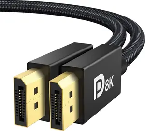 IVANKY 8K DisplayPort Cable 1.4, VESA Certified DP Cable 6.6ft (8K@60Hz, 4K@144Hz, 2K@240Hz)HBR3 Support 32.4Gbps, HDR, HDCP 2.2, FreeSync G-Sync, Braided Display Port for Gaming Monitor, Graphics, PC