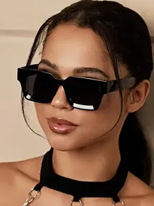 Trendy Unisex Square Frame Glasses, Daily Versatile & Casual Beach Accessory Glasses, Stylish Eyewear for Men Women