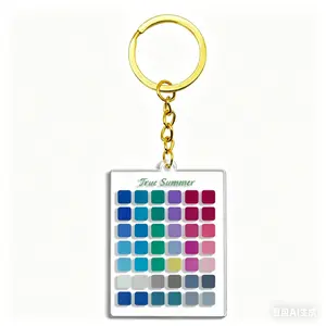 Seasonal Colour Palette Keychain, 12 Seasonal Color Acrylic Keychain | Small Portable Personal Color Analysis Palette Swatch Card | Plastic Pocket Color Chart Guide & Gift