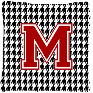 212 MAIN Initial 'M' Monogrammed Heavyweight Houndstooth Polyester Decorative Pillow, 14x14 in, Fade-Resistant, Suitable for Indoor/Outdoor Use