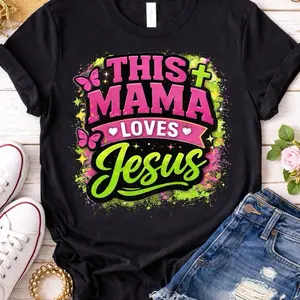 DTF Transfers This mama loves Jesus full 12 by 12 inches
