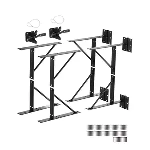 VEVOR Gate Corner Brace Bracket, 2 Sets, Anti Sag Gate Frame Hardware Kit, Gate Frame Brace Bracket with Latch Lock, Screws, for Shed Doors, Corral Gates, Driveway Gates, Stable Gates, Iron, Black