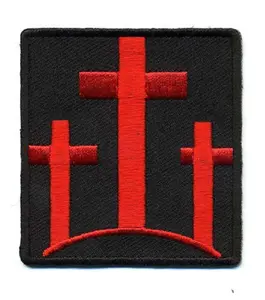 Three Crosses Christian Red Crosses Hook Patch [RED]