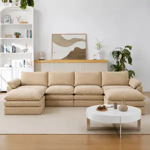 130.7 "U-shaped living room sofa set, modern modular sofa, split sofa, four people comfortable cloud sofa, can be combined by themselves, suitable for living room, bedroom, living room and studio