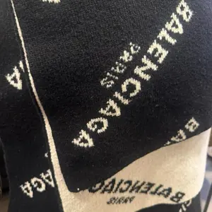 Pre-owned Balenciaga Logo Knit Scarf Large