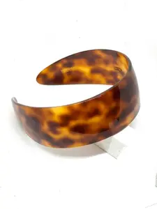 Wardani 1.75” Wide French Tortoiseshell Puffed Headband, Handmade in France, Small Teeth on Side for Better Grip, 4.5 cm
