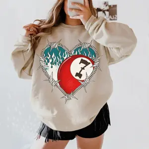Barbed Wire Heart Sweatshirt, western clothing, western tops, western cowgirl stuff, punchy western wear, western outfits for women, country girl stuff clothing, graphic tees women, sweatshirts for women, western for women country girl clothes