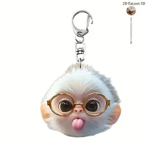 Cartoon Monkey Glasses Keychain, Animal Theme Backpack Pendant, Women Girls Keyring Gift, Halloween Ideal Present, Men Key Ring