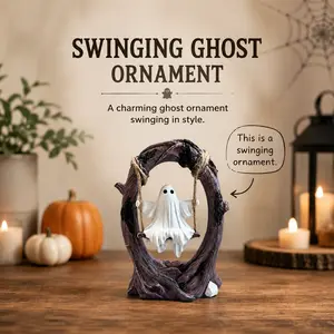 Ghostly Resin Swing Decoration - Halloween Joke Decor Item - Cute Ghost Swing Atmosphere Decorative Piece for Desktop