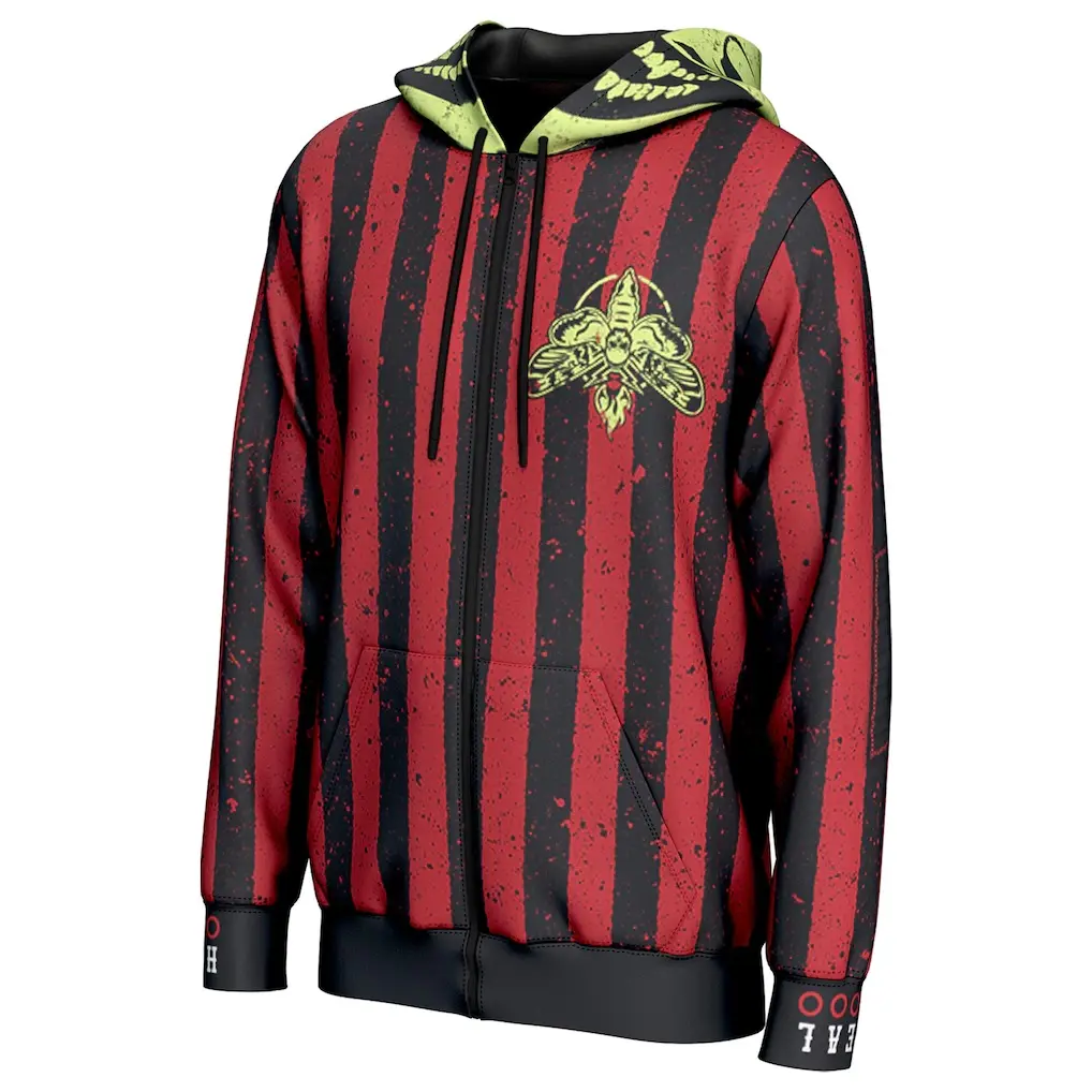 Jeff Hardy WWE 3D Zip Hoodie Enigma Drip Paint Design Red Black