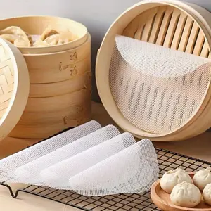 5-Pack Silicone Steamer Mats, Non-Stick Heat-Resistant Grids for Baozi, Dumplings, Snacks, Breathable Kitchen Accessories