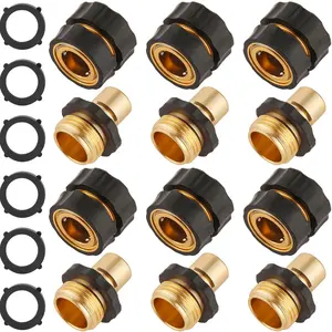 6 Set Quick Connect Hose Fittings for Garden Hose Quick Connector with Gasket, 3/4 Inch GHT Male and Female Attachment Quick Release Water Hose Adapter