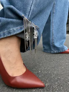 Crystal Spike Tassel Pants Pin | Punk Metal Jeans Cuff Decor | Edgy Streetwear Accessory